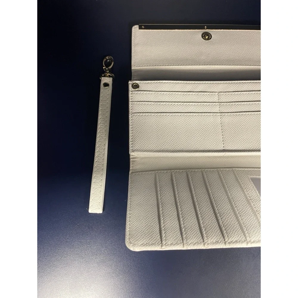 DASEIN WOMENS XLW-02-168 FASHION CLUTCH ZIP AROUND EMBLEM LONG WALLET,PEWTER,NEW